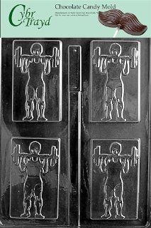 Cybrtrayd S017 Sports Chocolate Candy Mold, Weight Lifter Candy Making Molds Kitchen & Dining