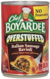 Chef Boyardee Big Overstuffed Italian Sausage Ravioli, 15 Ounce Cans (Pack of 12)  Packaged Pasta Dinner Kits  Grocery & Gourmet Food
