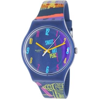 Swatch Men's Originals SUOZ160 Blue Rubber Blue Dial Analog Quartz Watch Swatch Men's Swatch Watches