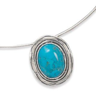 16 Sterling Silver Omega Necklace With Turquoise Pendant Locket Necklaces Jewelry
