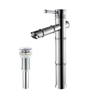 KRAUS Bamboo Single Hole 1 Handle Low Arc Bathroom Faucet with Matching Pop Up Drain in Chrome DISCONTINUED KBF 1300 PU 10CH