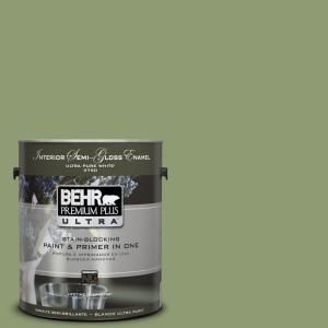 BEHR Premium Plus Ultra 1 gal. #PPU11 4 Alamosa Green Semi Gloss Enamel Interior Paint 375301
