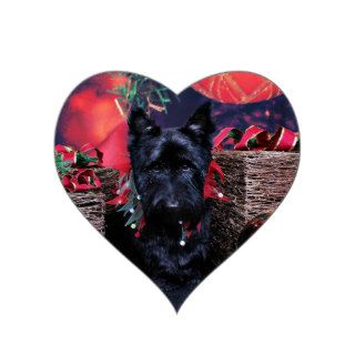 Christmas   Scottie   Paisley Heart Sticker