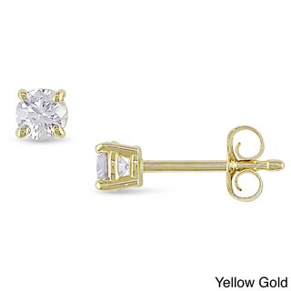 Miadora 14k Yellow Gold 1/3ct TDW Certified Diamond Solitaire Earrings (G H, VS2) Miadora Diamond Earrings