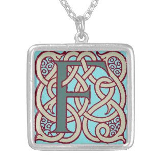 Celtic Knot letter initial monogram F Necklace
