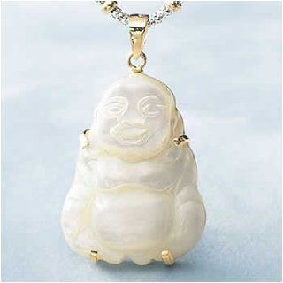 14k Gold Buddha Shaped Mother Of Pearl Pendant Jewelry