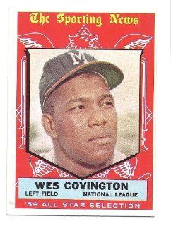 WES COVINGTON 1959 Topps Sporting News All Star AS #565 Card Milwaukee Braves Baseball Sports Collectibles