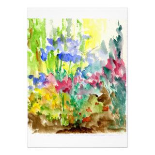 Sun Dappled Watercolor Flower Garden Custom Invitation