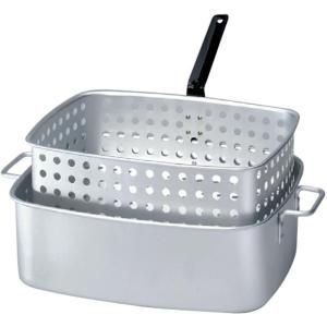 King Kooker 15 qt. Aluminum Rectangular Fry Pan with Two Helper Handles and Punched Aluminum Basket KK 6