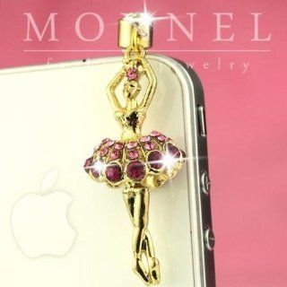 ip583 Crystal Ballerina Anti Dust Plug Cover Charm For iPhone 4 4S Galaxy Cell Phones & Accessories