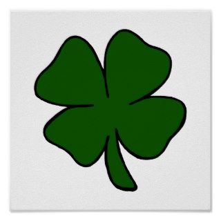 simple lucky four leaf clover design.png poster