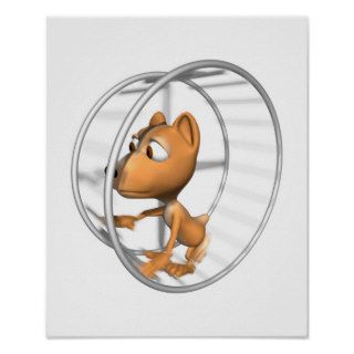 cute hamster running in wheel poster