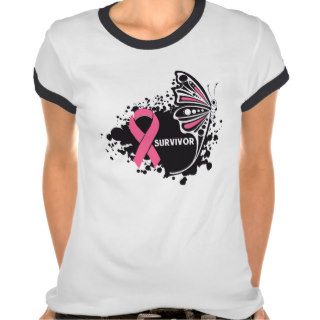 Survivor Abstract Butterfly Breast Cancer Tee Shirts