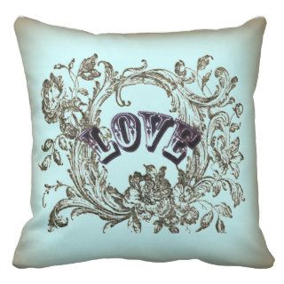 Teal Vintage Love Victorian Decorative Pillow