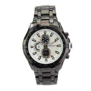 Watch CURREN Round Dial Metal Band Tachymeter Quartz Movement Watch with Water Resistance and Stainless Steel Back White and Black at  Men's Watch store.