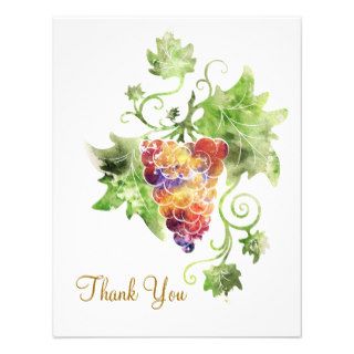 Elegant Red Grapes Watercolor Thank You Card