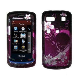 Premium 2D Silver and Purple Heart Flowers Design Snap On Cover Hard Case Cell Phone Protector for LG Xenon GR500 [Accessory Export Packaging] Cell Phones & Accessories