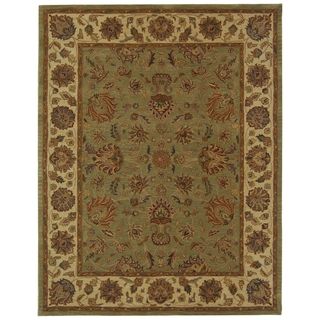 Handmade Heritage Kerman Green/ Gold Wool Rug (7'6 x 9'6) Safavieh 7x9   10x14 Rugs