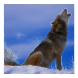 Lonely Howling Endangered Gray Wolf Print