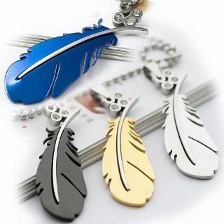 Titanium Steel Feather Wings of Feather Love Necklace Color black Jewelry