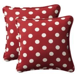 Pillow Perfect Weather Resistant Decorative Red/White Polka Dot Outdoor Toss Pillows (Set of 2) Pillow Perfect Outdoor Cushions & Pillows