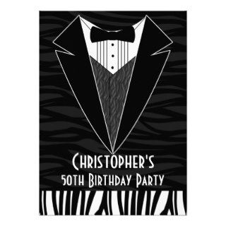Black Tuxedo Men's 50th Birthday Party Invitation