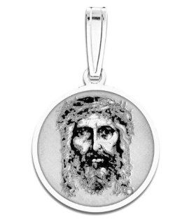 Holy Face of Jesus Religious Medal   2/3 Inch Size of Dime, Sterling Silver Pendants Jewelry