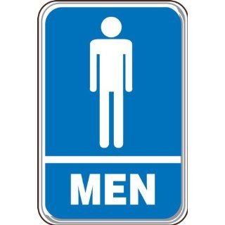 Accuform Signs PAR570 Deco Shield Acrylic Plastic Architectural Style Sign, Legend "MEN" with Restroom Graphic, 6" Width x 9" Length x 0.135" Thickness, White on Blue Industrial Warning Signs