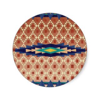 Navajo Inspired Southwest Style Geometric   Round Stickers