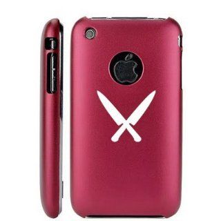 Apple iPhone 3G 3GS Rose Red E889 Aluminum Metal Back Case Chef Knives Cell Phones & Accessories