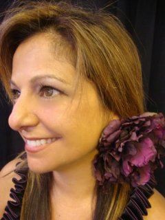 Eggplant Purple Peony Hair Flower Clip and Pin  Beauty