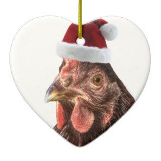 Santa Hat Chicken Christmas Ornament
