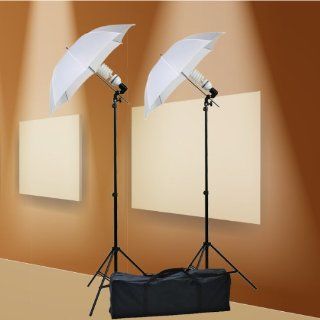 ePhoto 800 Watt Photography Studio Umbrella Cool Fluorescent Continuous Lighting Kit Set  2 Light Stands & 2 Bulbs & 2 light holders & 2 umbrellas by ePhoto INC DK105  Photographic Lighting Umbrellas  Camera & Photo