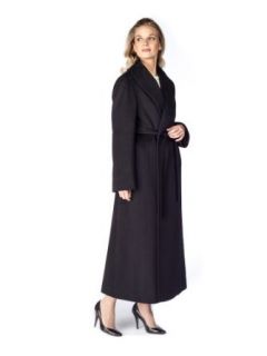 Black Wool Wrap Coat Loro Piana Shawl Collar 52 Wool Outerwear Coats