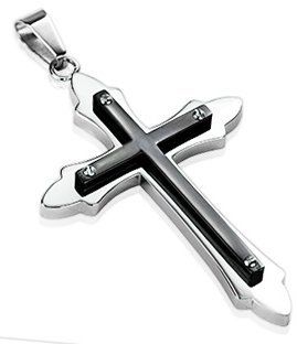 Black Plated Cross Bolted on Majestic Large Cross Pendant for Men Jewelry