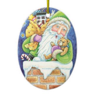 Cartoon Christmas Santa Claus Toys Chimney Snow Ornament