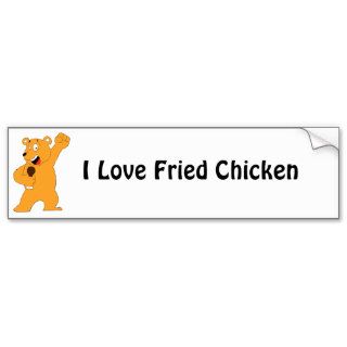 Cartoon Bear Holding Fried Chicken Drumstick Bumper Sticker