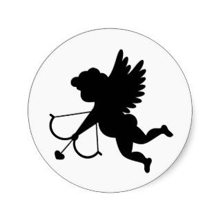 Black And White Cupid Silhouette Stickers