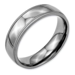 Titanium Grooved and Beaded 6mm Polished Band Ring   Size 11   JewelryWeb Wedding Bands Jewelry