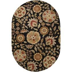 Hand tufted Whimsy Black Wool Rug (6' x 9' Oval) Round/Oval/Square