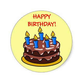 Fun Chocolate Happy Birthday Cake with Candles Sticker
