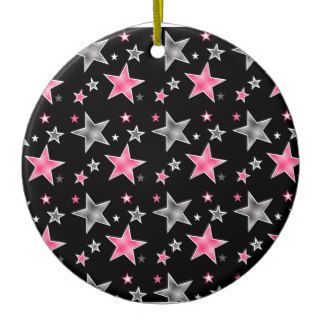 Pink and Silver Stars Ornament