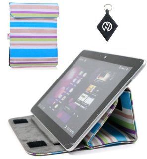 Second Generation Apple iPad (iPad 2) Wrapper Sleeve Case with Foldable Stand Mode  Great for watching Videos  Color Candy Cane Blue + NuVur ™ keychain (MWRPLGB1) Cell Phones & Accessories