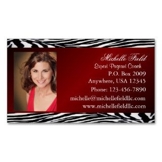 Red Zebra Print Pageant Business Card (Horizontal)