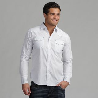 191 Unlimited White Stripe Mens Woven Shirt 191 Unlimited Casual Shirts