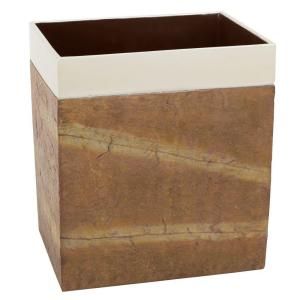 India Ink Zena Waste Basket in Stone and Gold DISCONTINUED 4579652145