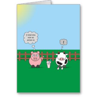 Milkshake   Funny Animals Rudy Pig & Moody Cow Card