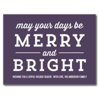 Purple Merry Christmas Photo Post Card