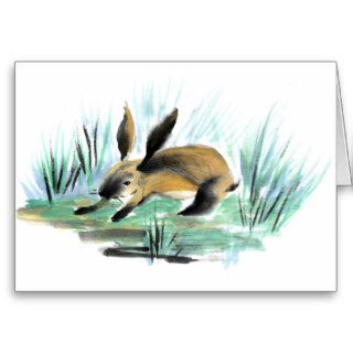 Wild Rabbit , Sumi e Card