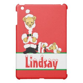 Your Name Here Custom Letter L Teddy Bear Santas iPad Mini Cover